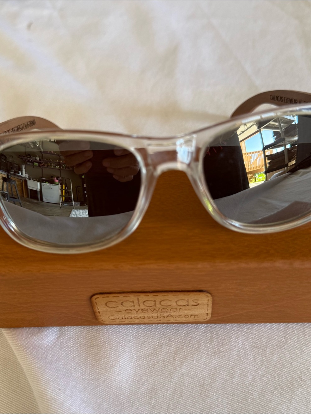 Clear Frame Sunglasses with Brown Lenses